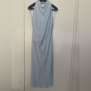 Aritzia Babaton Audience Satin Midi Dress Villa Blue